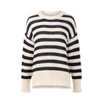 Round Neck Relaxed Jumper - Off White/Ink