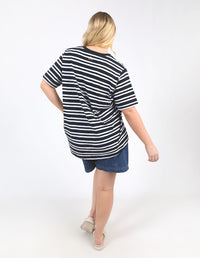 Aligner Tee - Navy and White Stripe