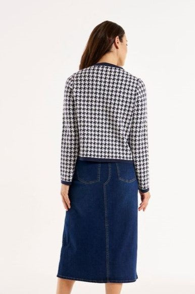 Lady Cardigan - Navy Houndstooth