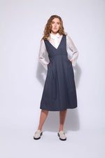 The Hepburn Pinafore - Steel Stripe