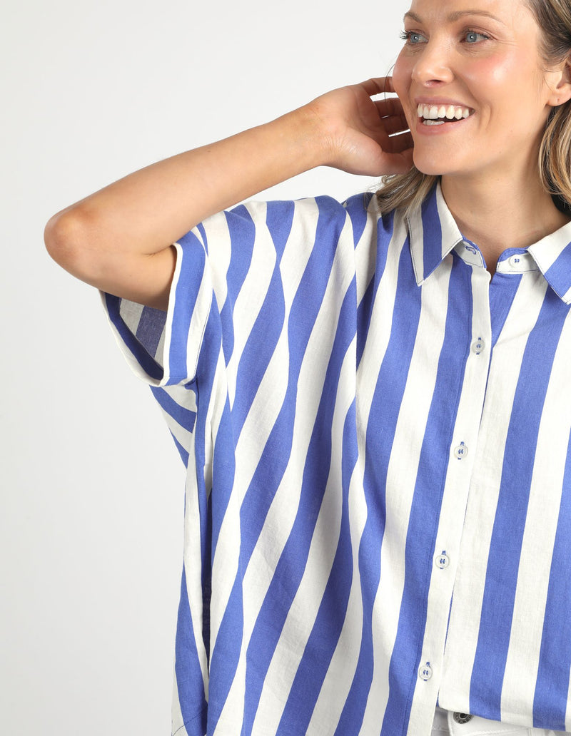 Palermo Stripe Shirt - Royal Blue/Marshmallow Stripe