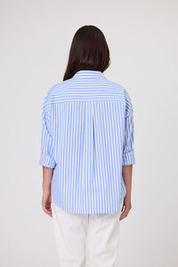 Lexie Embroidered Shirt - Blue Stripe