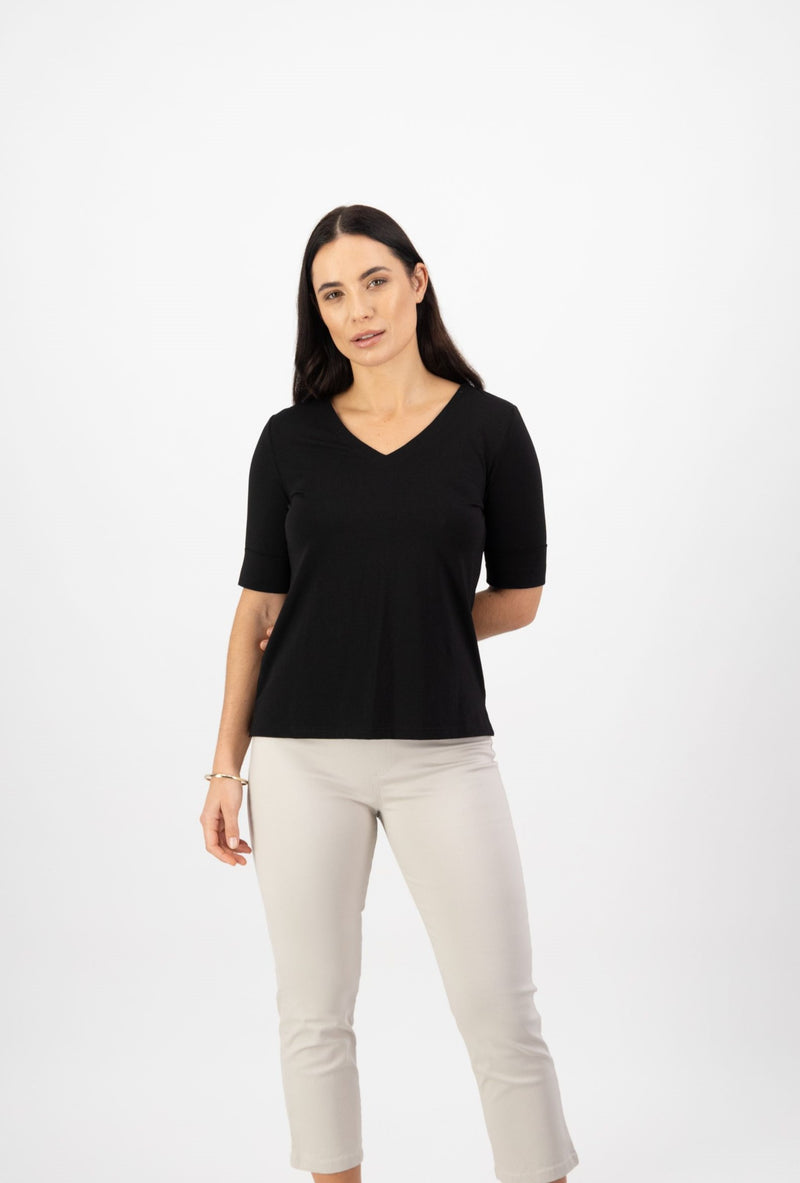 V-Neck Top - Black