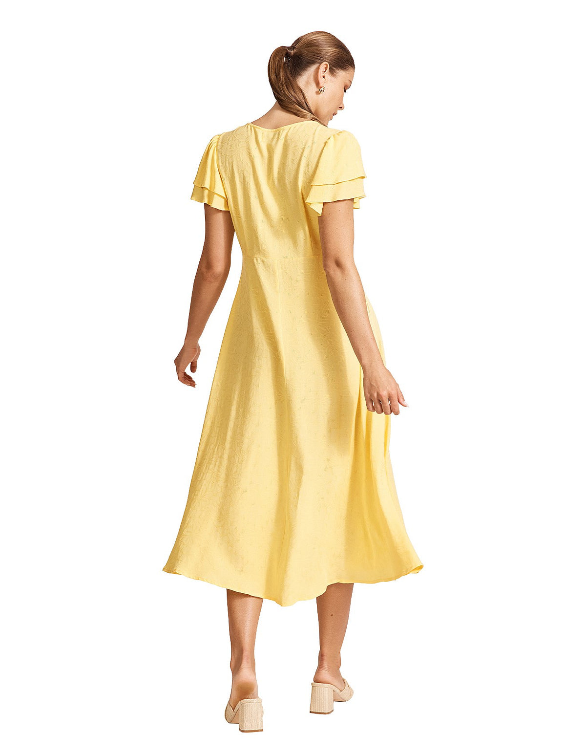 Parisio Button Midi Dress - Citrine