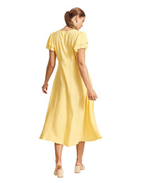 Parisio Button Midi Dress - Citrine