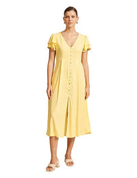 Parisio Button Midi Dress - Citrine