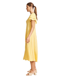 Parisio Button Midi Dress - Citrine