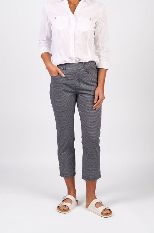 Slim Leg 7/8 Pull On Pant with Full Elastic Waistband - Sim