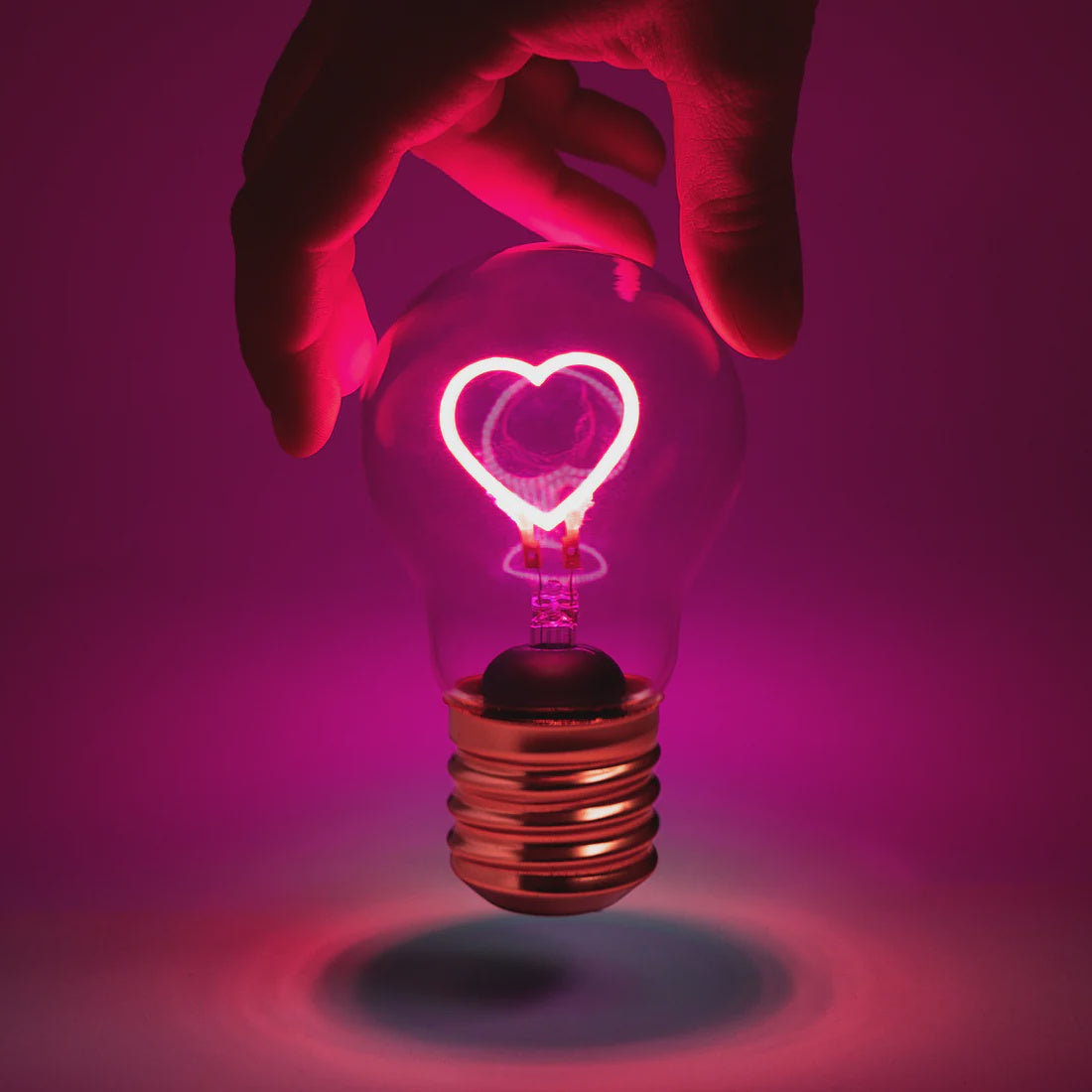 Pink Heart Lightbulb Lamp