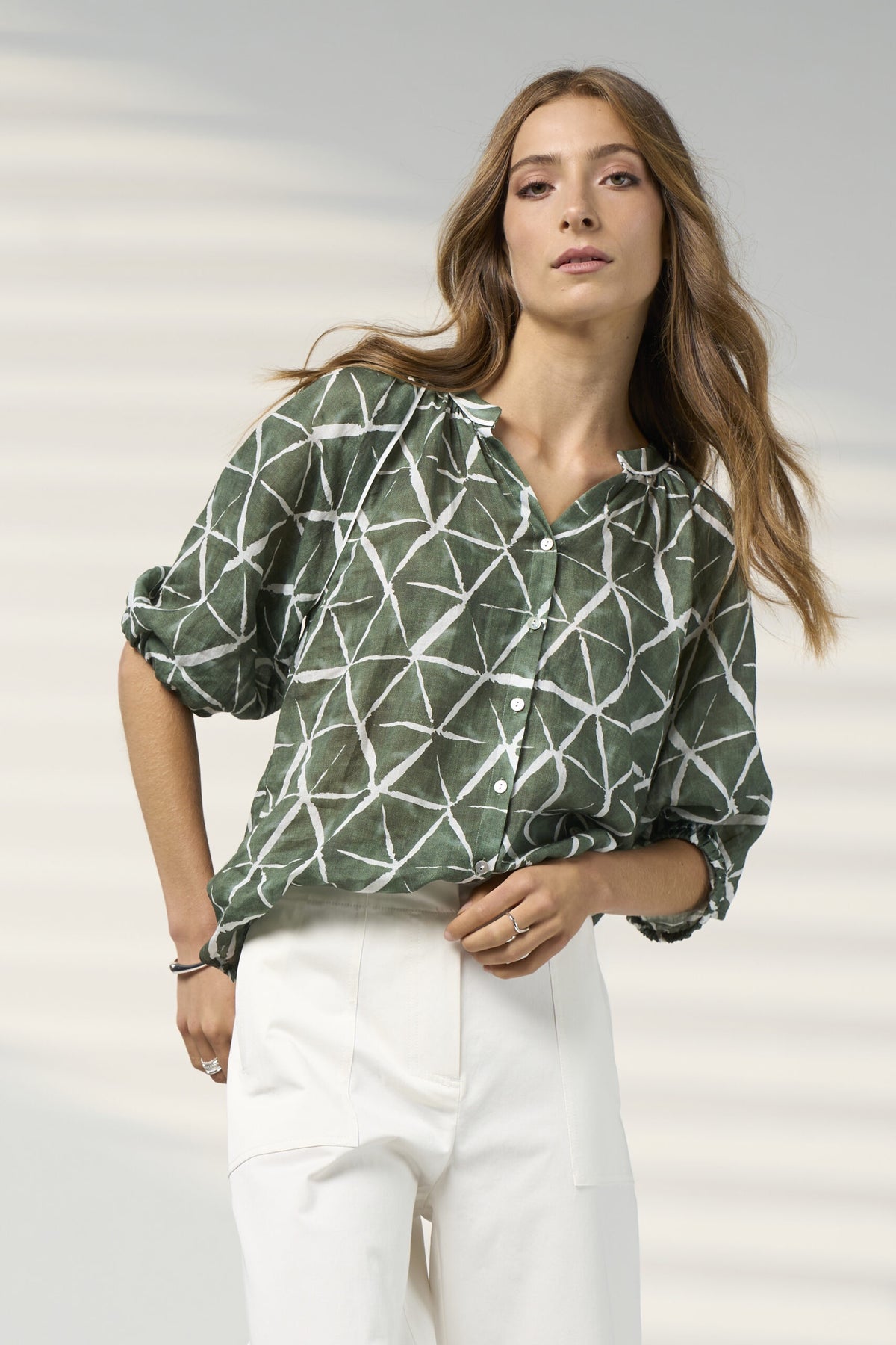 Prism Blouse - Khaki Multi