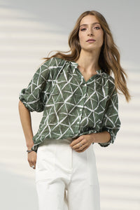 Prism Blouse - Khaki Multi
