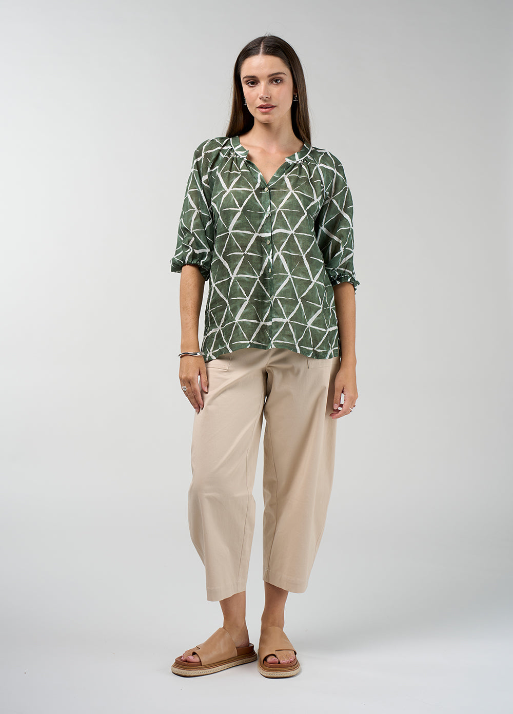 Prism Blouse - Khaki Multi