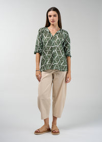 Prism Blouse - Khaki Multi