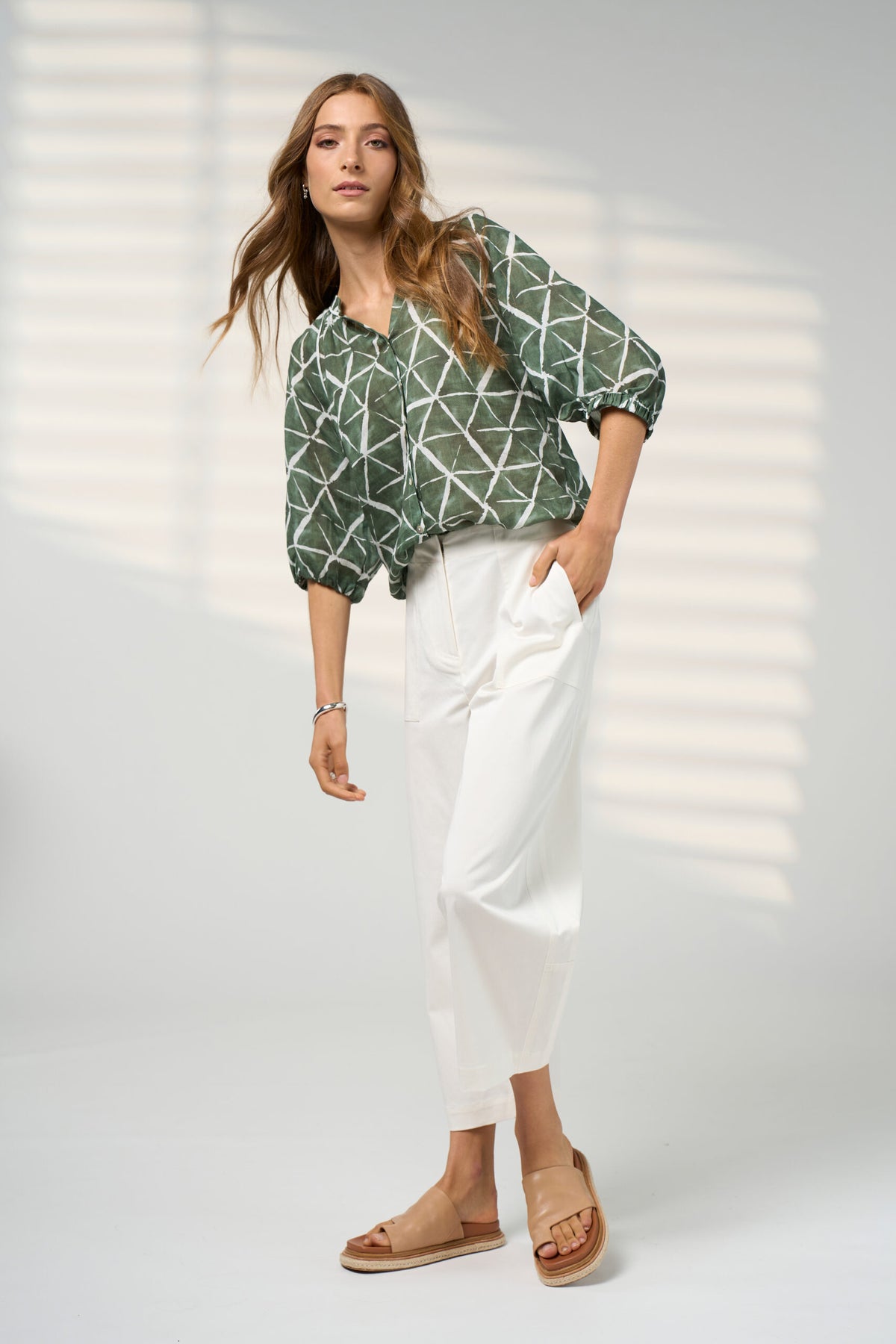 Prism Blouse - Khaki Multi
