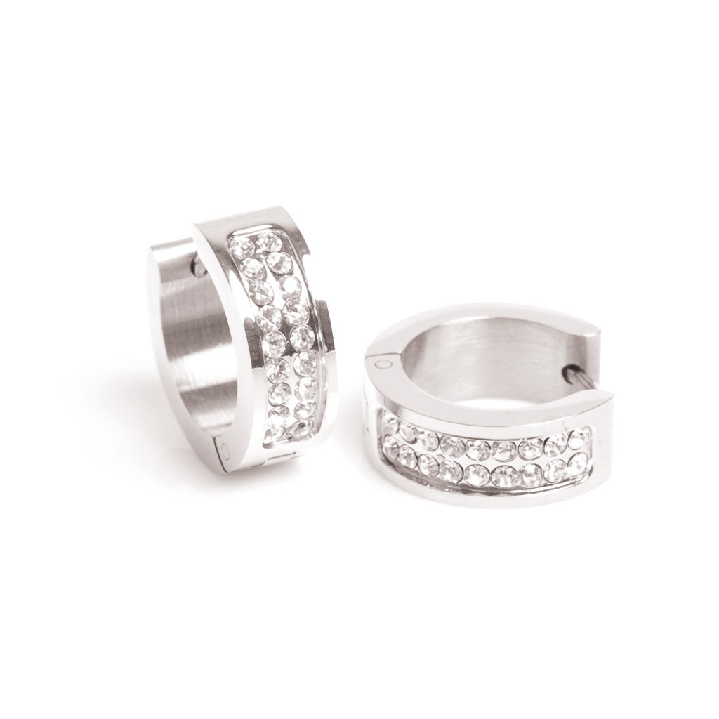 1046-0068 Pure Steel Cubic Zirconia Small Huggy