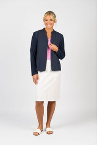 Zip Up Jacket with Knit Panels - Ink