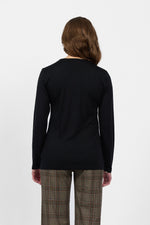 Merino Basic Long Sleeve Crew Neck Top - Black