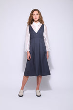 The Hepburn Pinafore - Steel Stripe