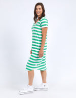 Maeve Midi Dress - Green Briar & White Stripe