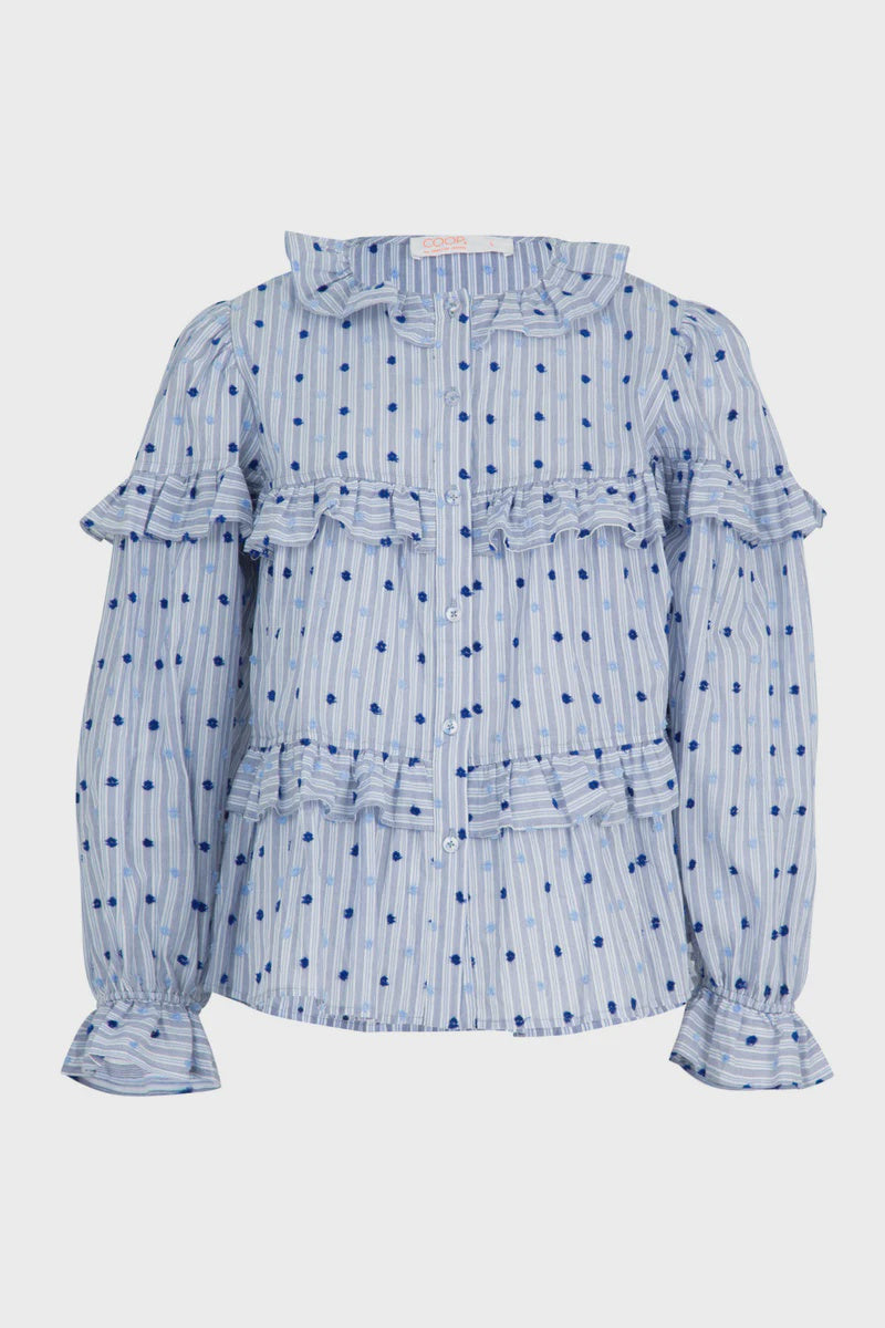 Ruffle Shuffle Blouse - Blue