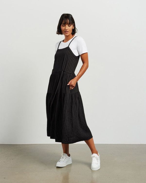 Macey Pinafore Dress - Black Plaid