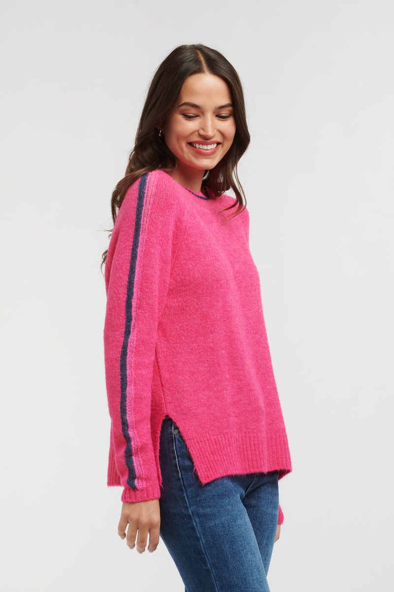 Racer Round Knit Knit - Fuxia