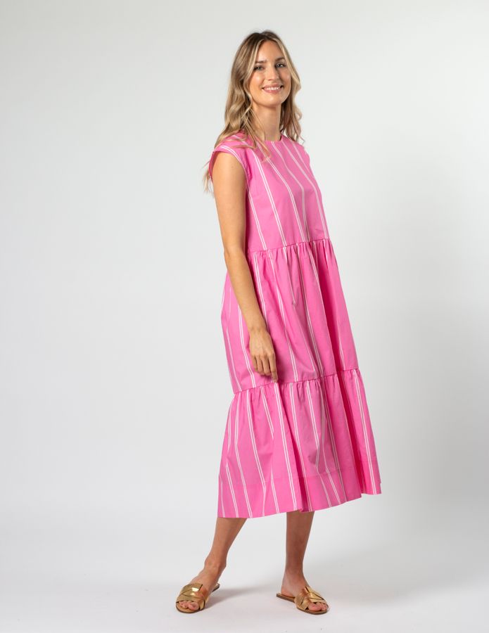 Rania Dress - Bubblegum Stripe