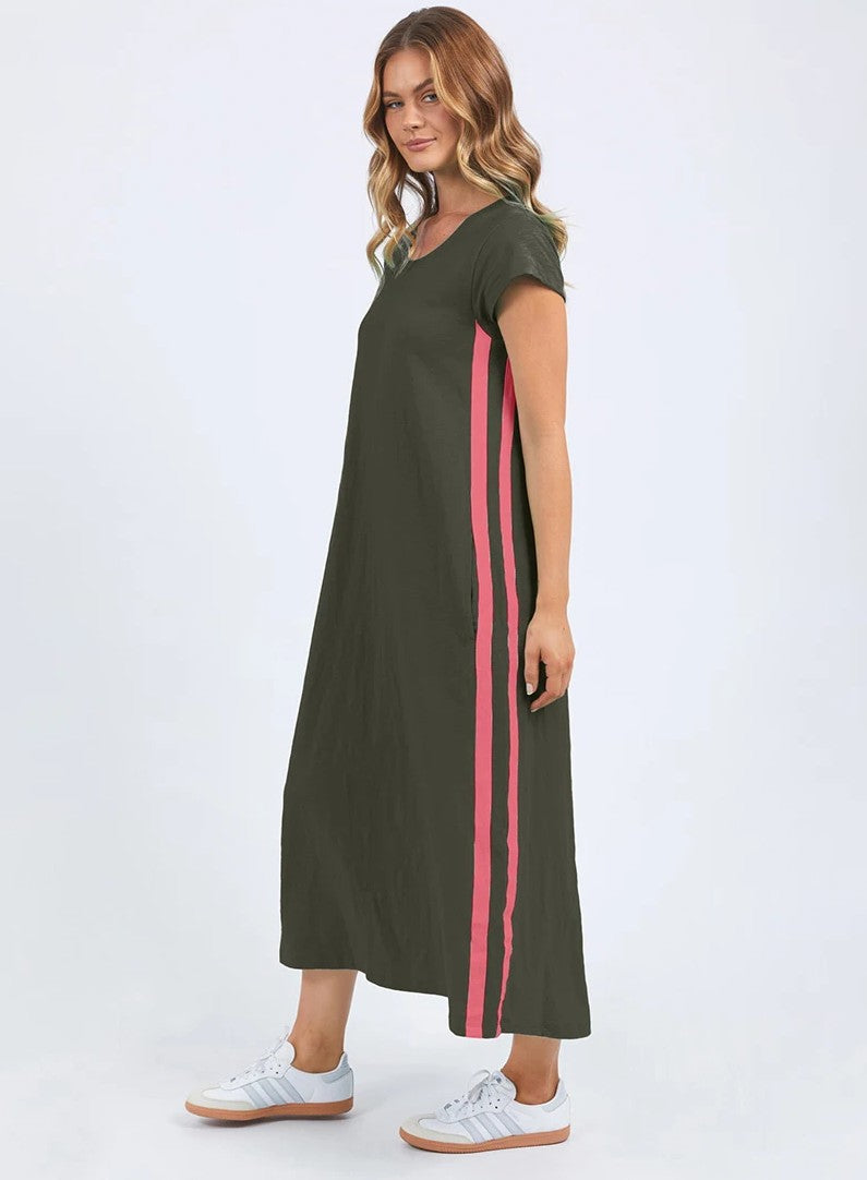 Recovery Dress - Dark Khaki & Coral