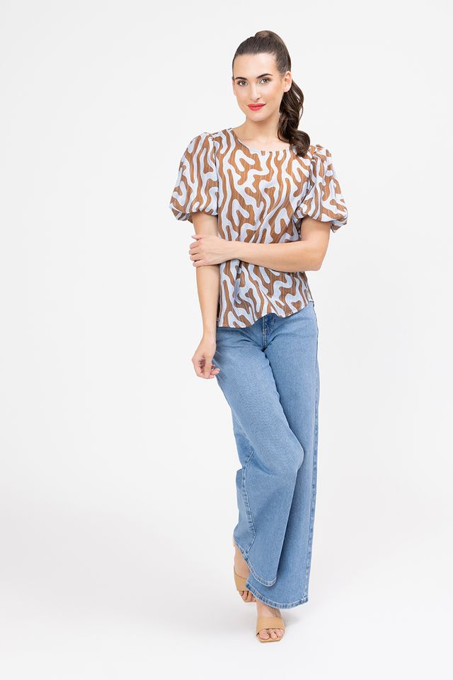 Relaxed Carefree Top - Chai Wave