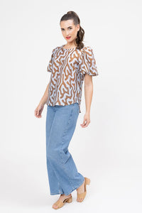 Relaxed Carefree Top - Chai Wave