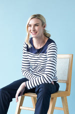 Lyttlelton Top - Navy Stripe Mix