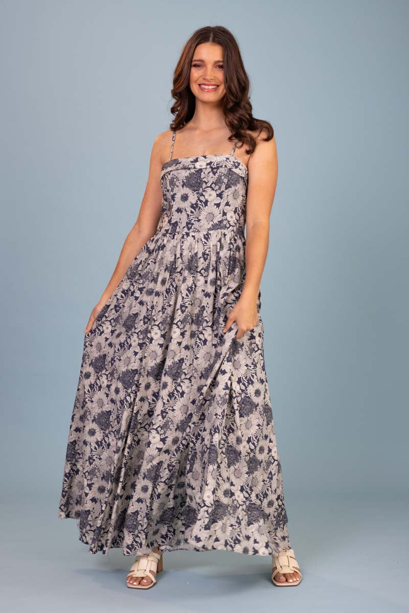 Rita Dress - Sunflower Navy