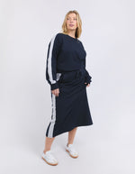 Sloane Fleece Skirt - Navy/Grey Marle Trim