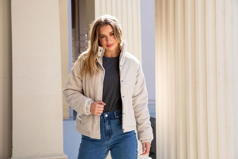 Rosalee Cord Jacket - Mushroom