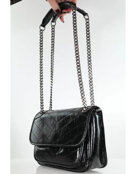 The Roxy Medium - Black Crinkle Patent