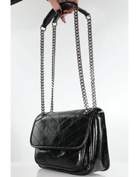 The Roxy Medium - Black Crinkle Patent