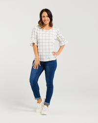 Sadie Top - White Grid