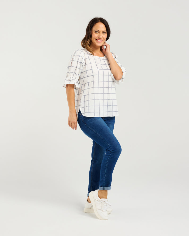Sadie Top - White Grid