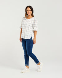 Sadie Top - White Grid
