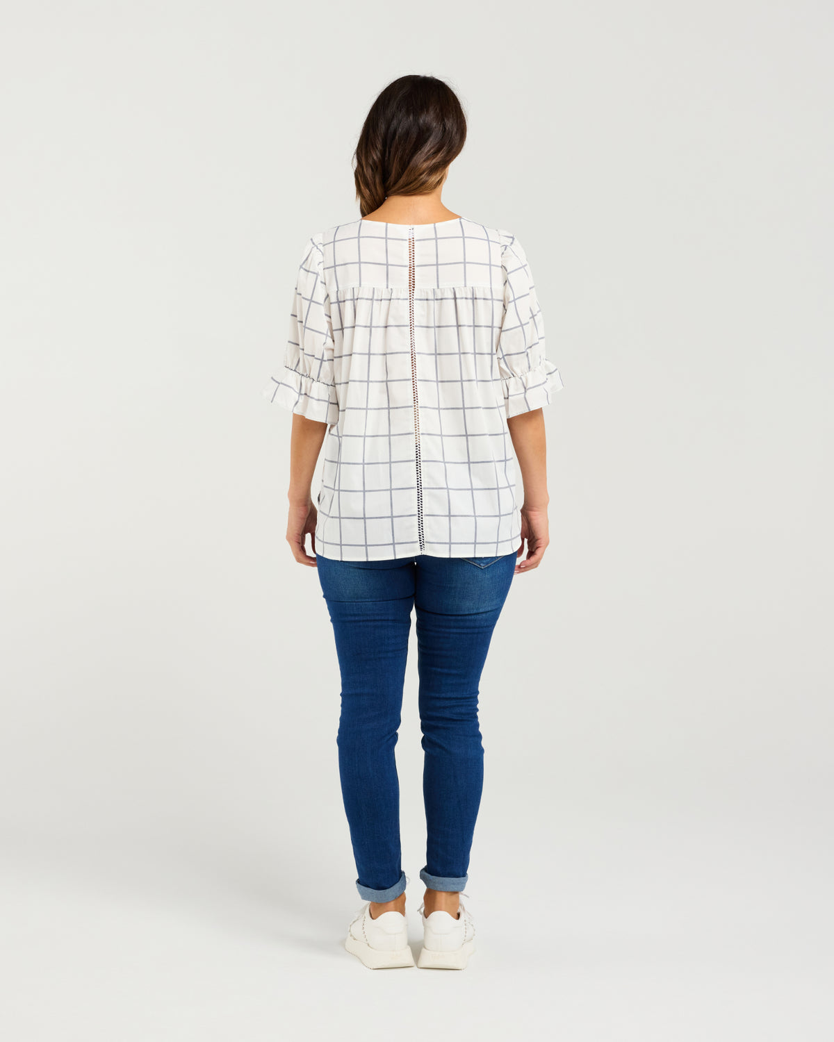 Sadie Top - White Grid