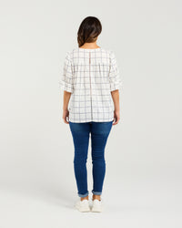 Sadie Top - White Grid