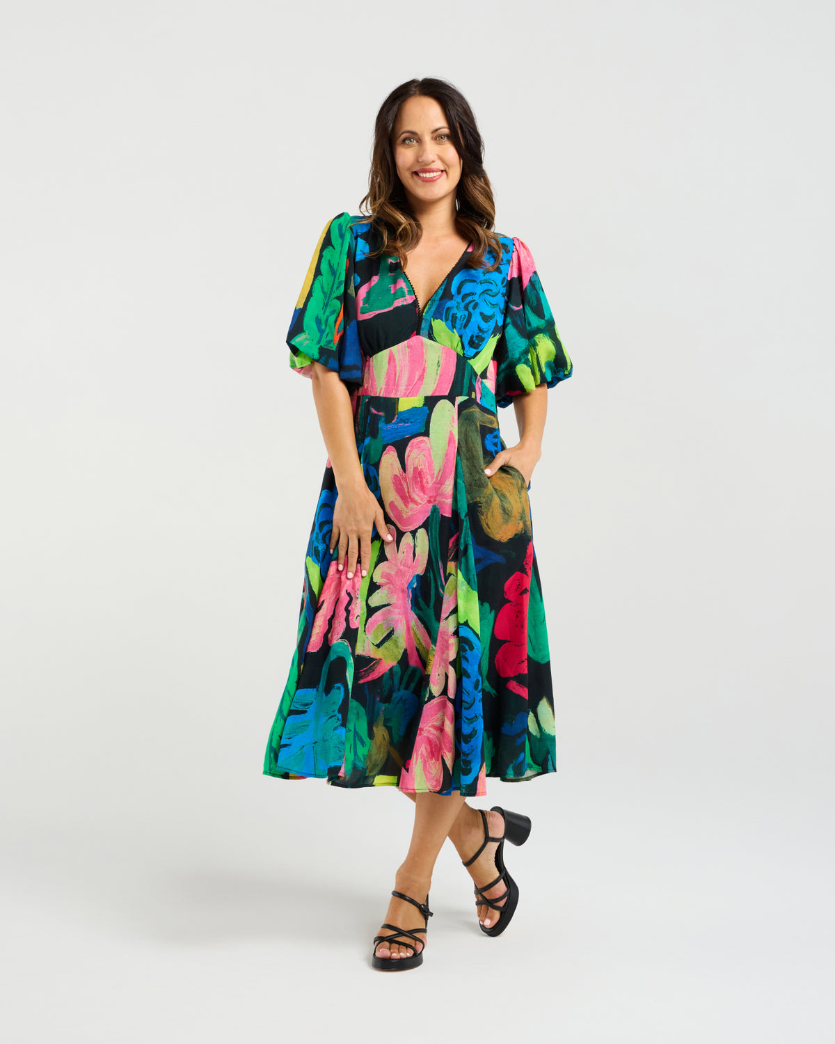 Olivia Dress - Midnight Fern