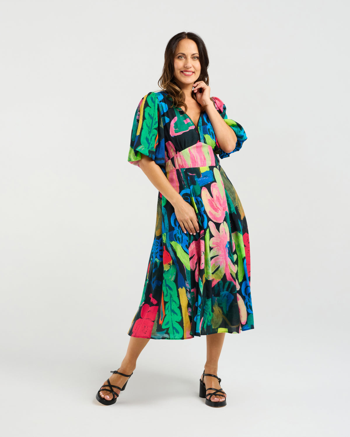 Olivia Dress - Midnight Fern