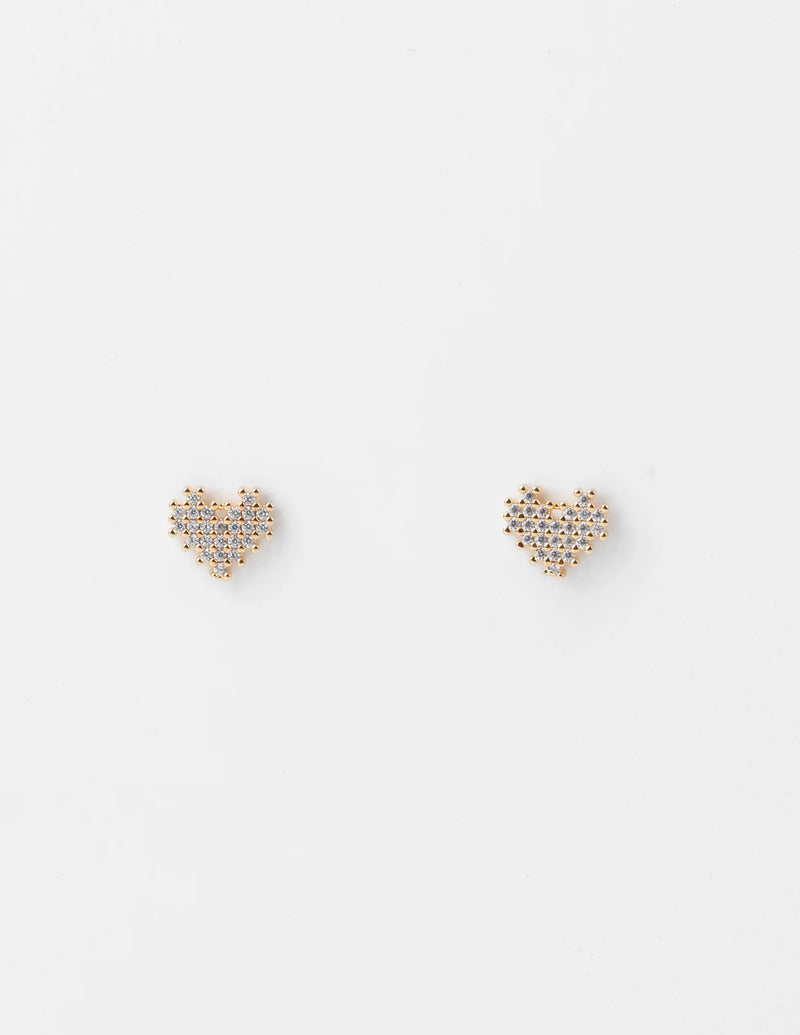 Earrings Gold Heart with Crystals and Gold Studs