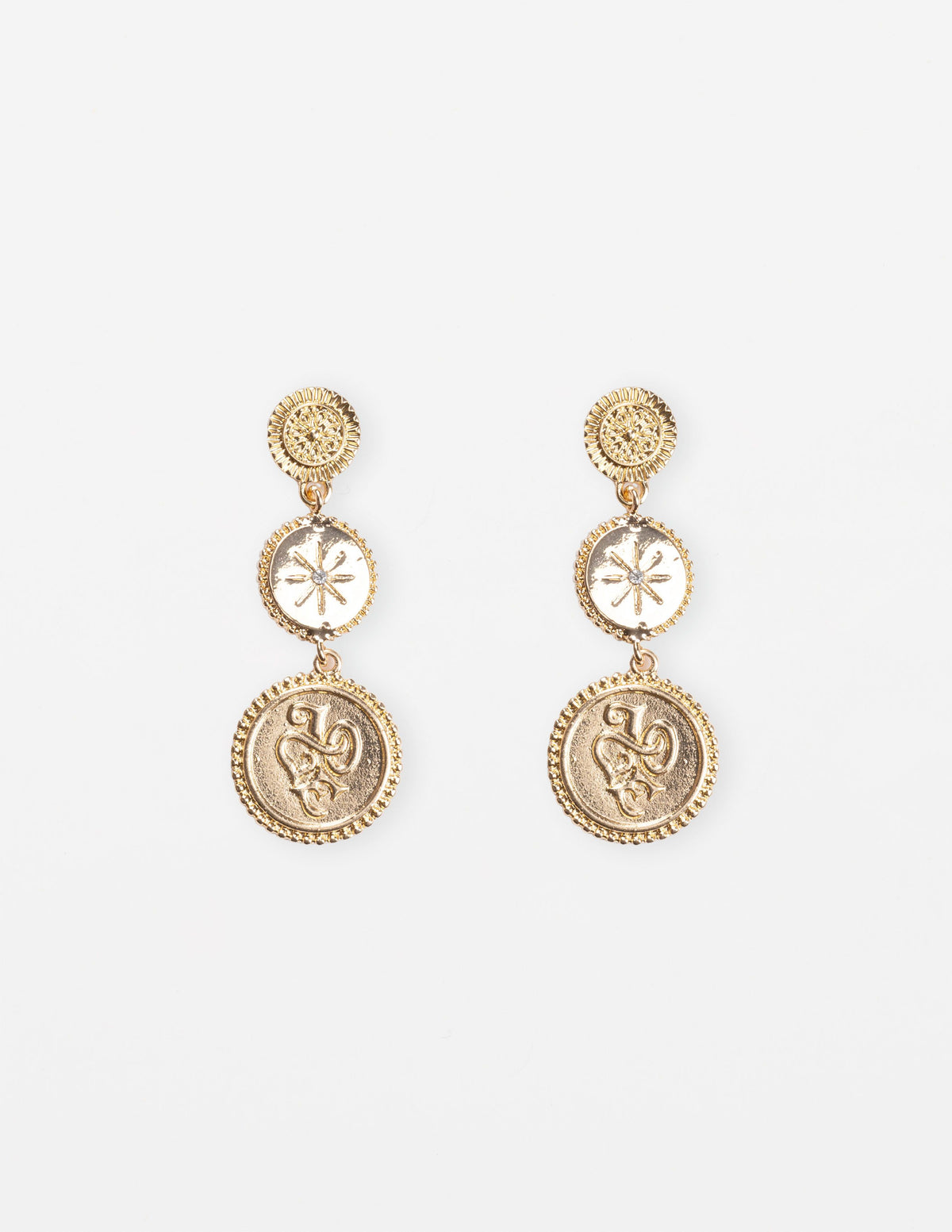 Earring Triple Medallion - Gold