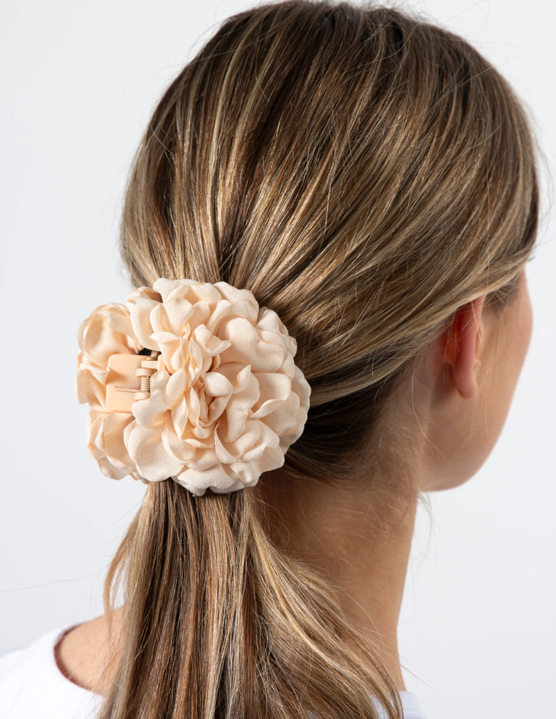Hair Claw Fabric Rose - Cream