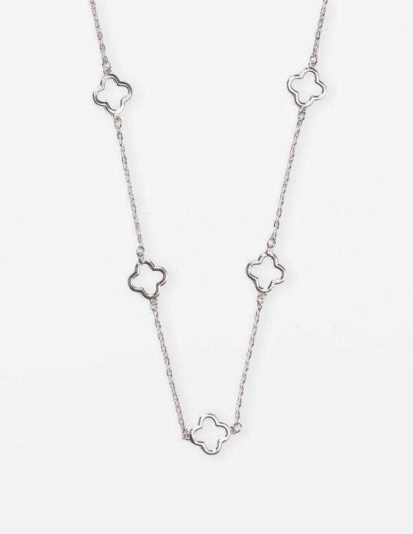 Necklace Silver Chain Cutout Flower