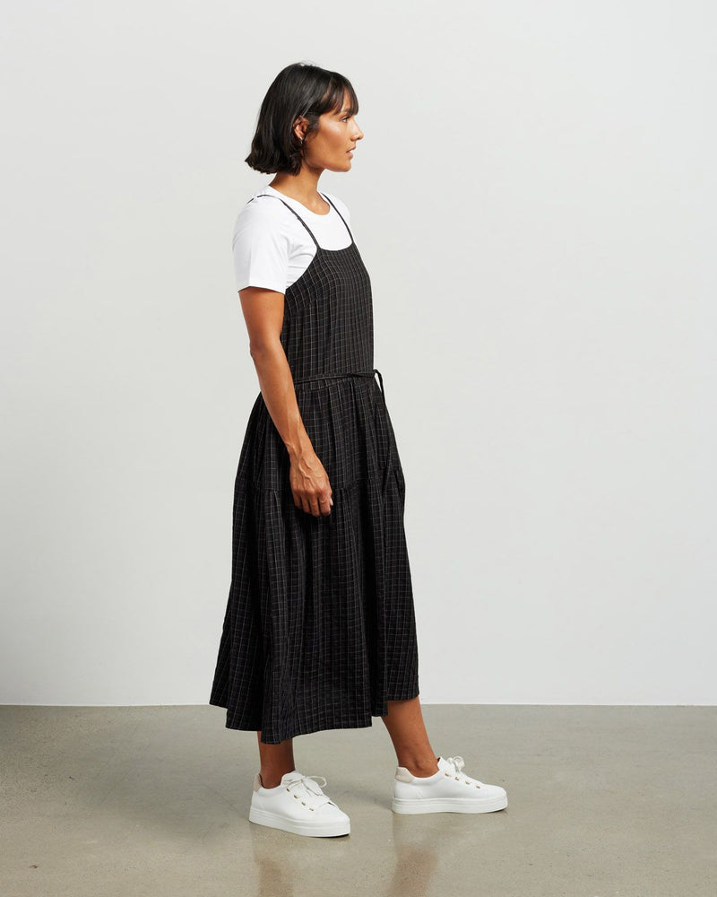 Macey Pinafore Dress - Black Plaid