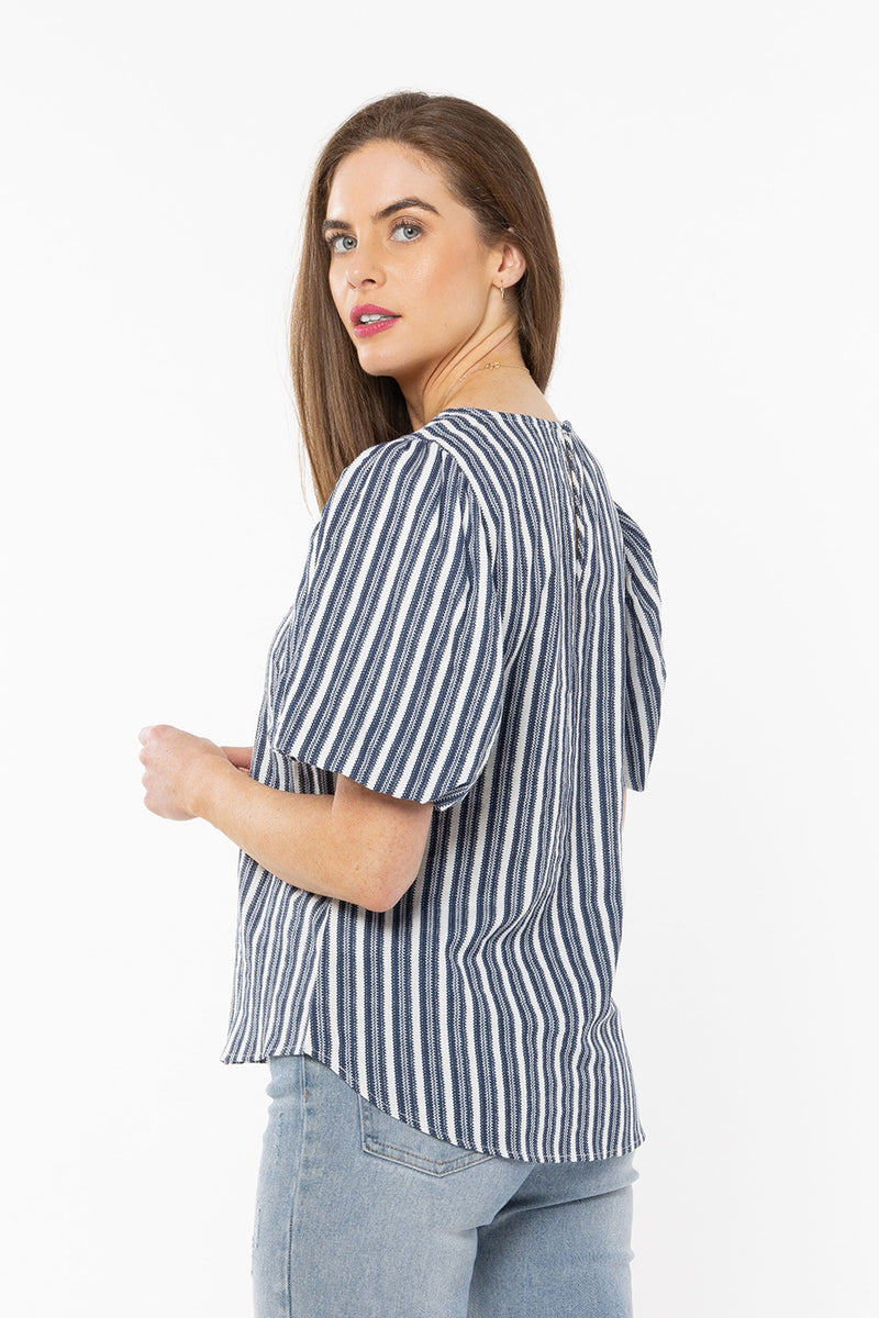 Knowing Top - Navy Stripe Texture