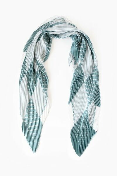Pleated Scarf - Sage & White Stars
